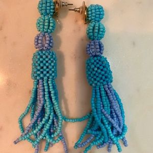 BaubleBar Turquoise Beaded Tassel Drop Earrings